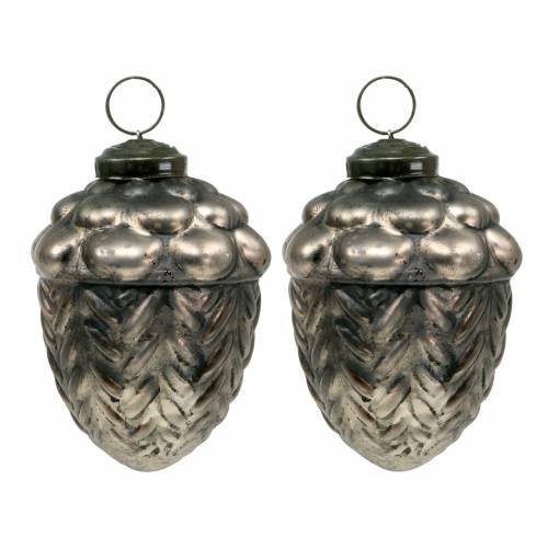 Floristik24 Christbaumschmuck Zapfen Glas Bronze Ø9cm H10cm 2St