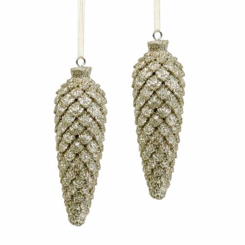 Floristik24 Christbaumschmuck Zapfen Gold Glitter 8,5cm 6St