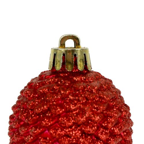 Floristik24 Christbaumschmuck Zapfen rot 9cm 6St