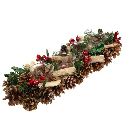 Floristik24 Weihnachtliches Kerzengesteck Natur 45cm