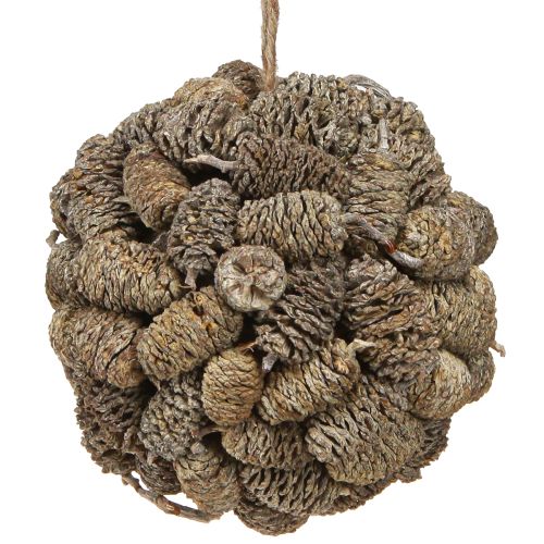 Zapfenkugel zum Hängen Erlenzapfen Weiß gewaschen 12cm