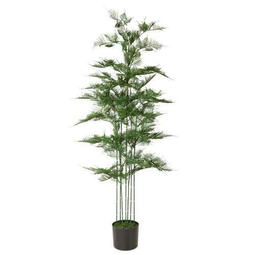 Künstlicher Bambusbaum 132 cm aus Kunststoff und Stoff mit schwarzem Topf, grün