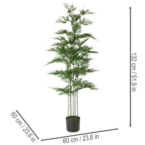Künstlicher Bambusbaum 132 cm aus Kunststoff und Stoff mit schwarzem Topf, grün | Floristik24.at