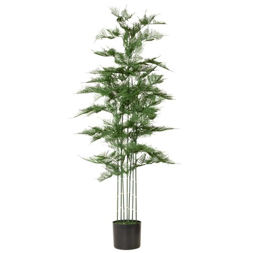 Künstlicher Bambusbaum 132 cm aus Kunststoff und Stoff mit schwarzem Topf, grün | Floristik24.at