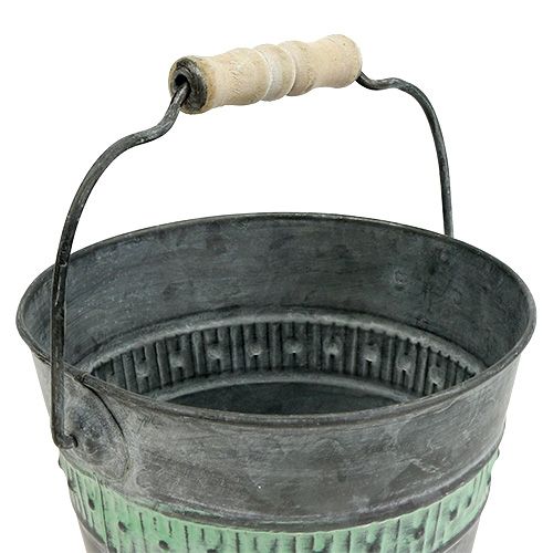 Floristik24 Zinkeimer mit Grün Ø15cm H12cm