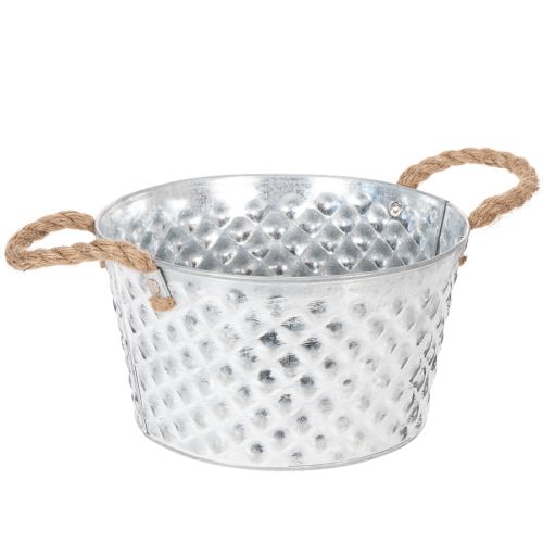 Zinkschale rund mit Seilgriffen Ø22cm H12cm für Dekoration und Pflanzen bestellen | Floristik24.at
