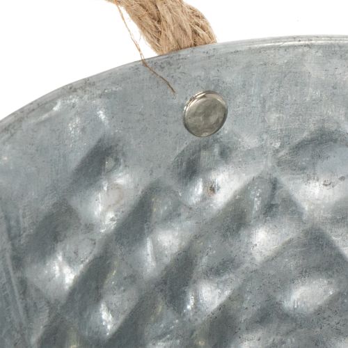 Zinkschale oval mit Seilgriffen 27cm x 17,5cm H12cm Silber Weiß Natur | Floristik24.at