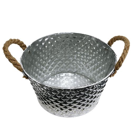 Artikel Zinkschale rund mit Seilgriffen Ø25cm H14cm