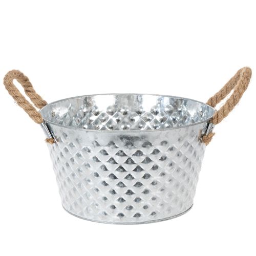 Zinkschale rund mit Seilgriffen Ø25cm H14cm aus Metall für Innen- und Außendekoration bestellen | Floristik24.at