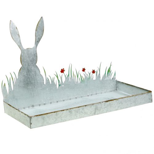 Floristik24 Zinkschale Frühlingswiese mit Osterhase 35cm x 16cm H24cm