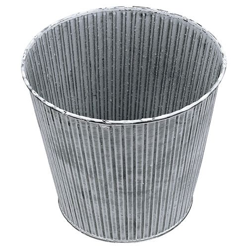 Floristik24 Zinktopf Grau mit Streifen Ø22cm H21cm
