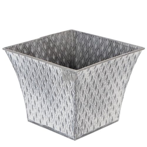 Zinktopf quadratisch mit Rautenmuster 18,5x18,5x15cm grau für Innenbereich bestellen | Floristik24.at