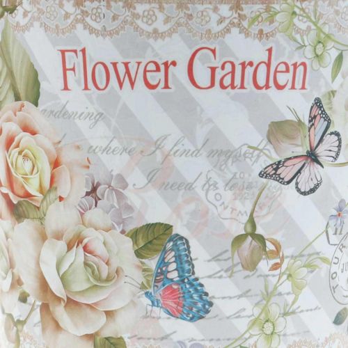 Floristik24 Sommerdeko Blumentopf Metall Rosen Übertopf Ø11,5cm H10,5cm