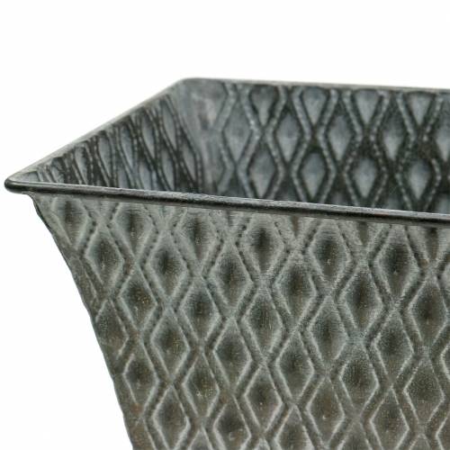 Floristik24 Zinkgefäß mit Rautenmuster eckig Antik 35,5cm x 14,5cm / 32,5cm x 11,5cm 2St
