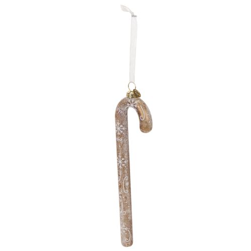 Zuckerstange Weihnachtsanhänger aus Glas mit Schneeflockenmotiv 22 cm Bronze | Floristik24.at
