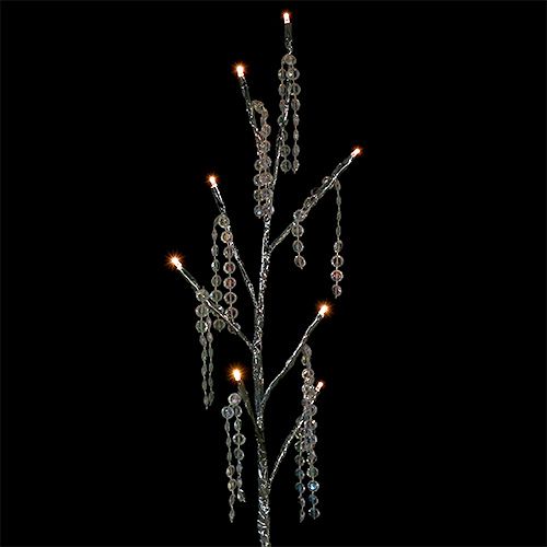 Floristik24 Zweig Silber mit Diamanten LED 75cm 2er-Set