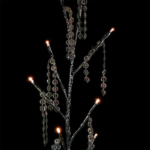 Floristik24 Zweig Silber mit Diamanten LED 75cm 2er-Set