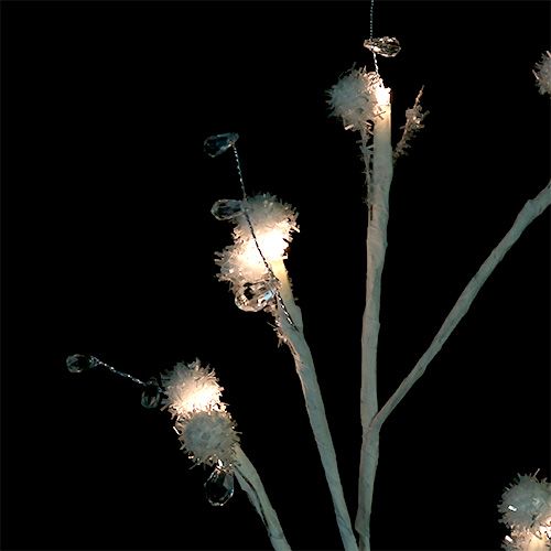Floristik24 Zweig Weiß mit Schneeball LED 75cm 2er-Set