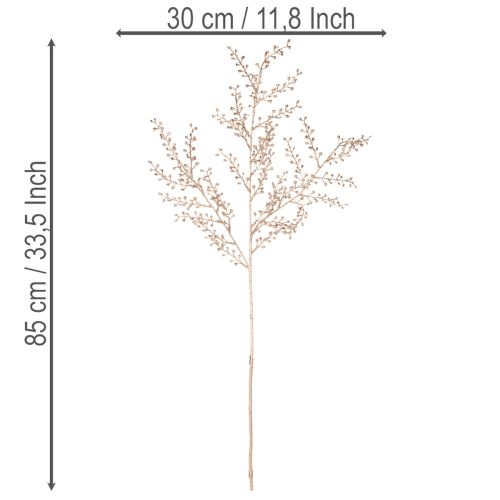 Künstlicher Zweig mit kleinen Beeren 85 cm champagnerfarben | Floristik24.at