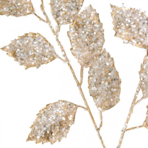 Floristik24 Dekozweig Gold und Glitter Weihnachtsdeko Zweig Glitzer 65cm