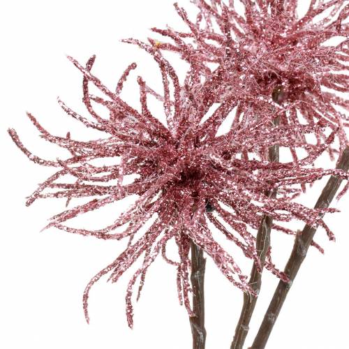 Artikel Künstlicher Clematis-Zweig Pink mit Glitter 46cm