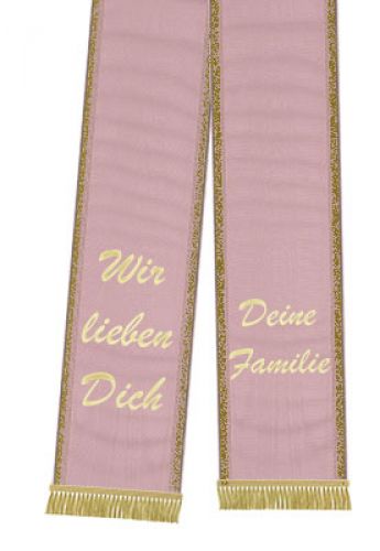 Trauerband bedruckt 125mm x 75cm altrosa