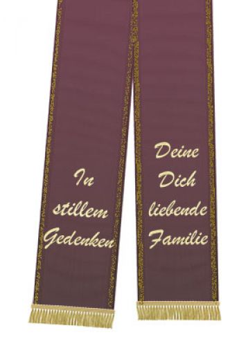 Trauerband bedruckt 125mm x 75cm aubergine