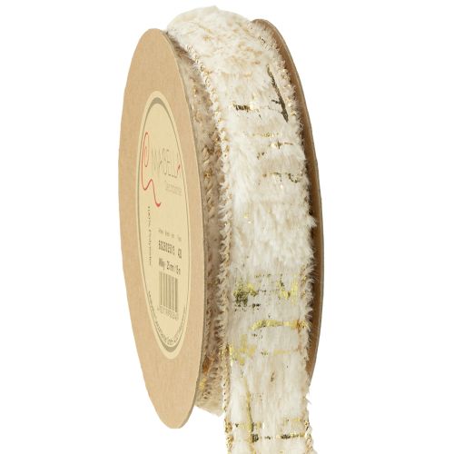 Artikel Luxuriöses Dekoband Kunstfell Creme Gold 15m