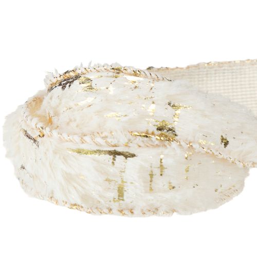 Artikel Luxuriöses Dekoband Kunstfell Creme Gold 15m