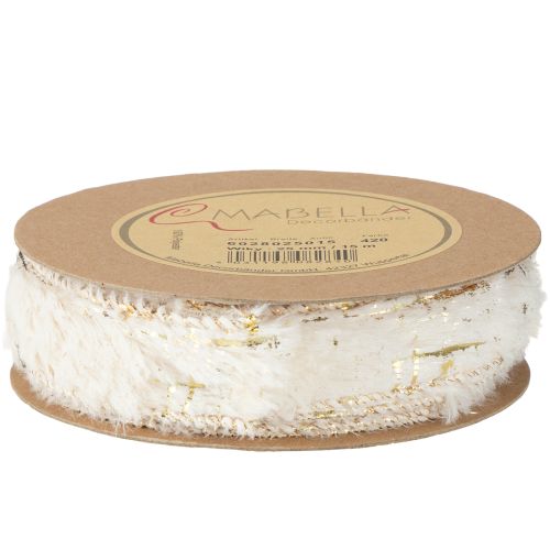Artikel Luxuriöses Dekoband Kunstfell Creme Gold 15m