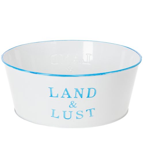 Metall Blumenschale Weiß-Blau Rund 25×10 cm Pflanztopf bestellen | Floristik24.at