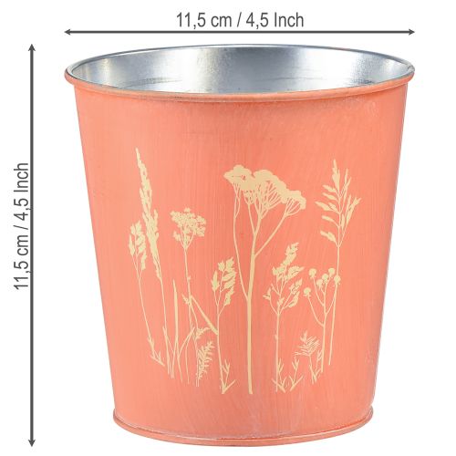 Blumentopf Metall Übertopf Ø11,5cm H11,5cm Apricot mit Blumenmotiv | Floristik24.at