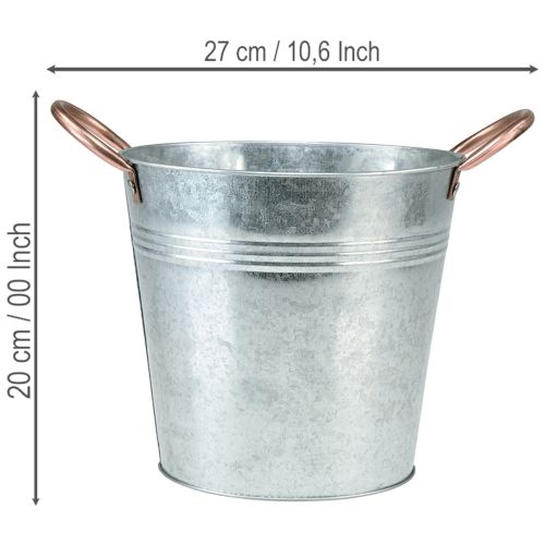 Blumentopf Metall Ø19cm H17cm mit kupferfarbenen Griffen für innen und außen | Floristik24.at