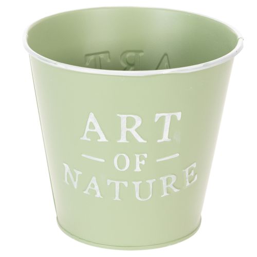 Artikel Blumentopf Zink Mintgrün Ø15cm Höhe 13,5cm mit Prägung „Art of Nature“