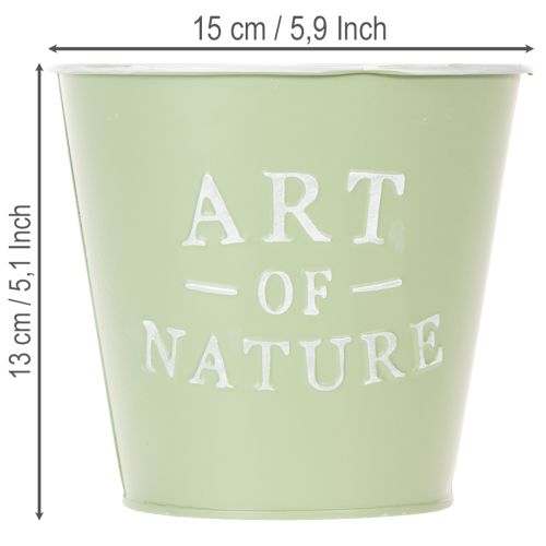 Artikel Blumentopf Zink Mintgrün Ø15cm Höhe 13,5cm mit Prägung „Art of Nature“