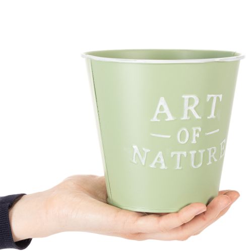 Artikel Blumentopf Zink Mintgrün Ø15cm Höhe 13,5cm mit Prägung „Art of Nature“