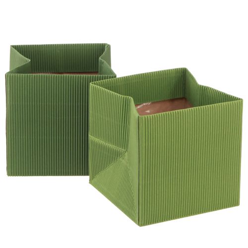 Floristik24 Blumenübertopf Papier Gerippt Olivgrün Grün 12cm 6 St
