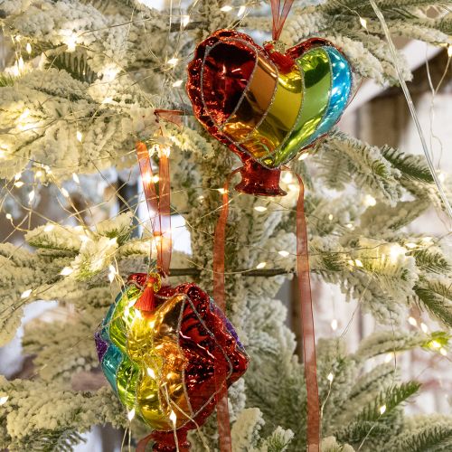 Artikel Bunte Christbaumkugeln Glas Herz Kussmund 2St