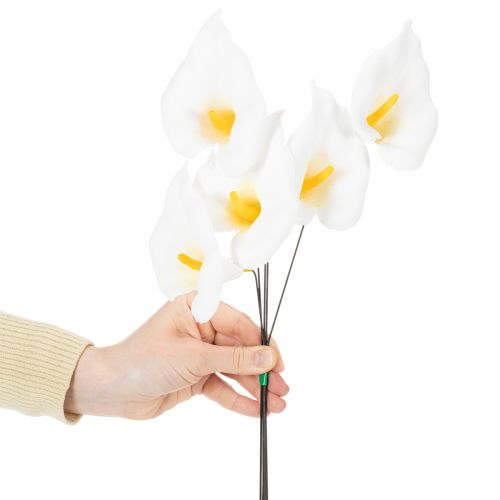 Künstliche mittlere Calla am Draht 37 cm Weiß 50 Stück | Floristik24.at