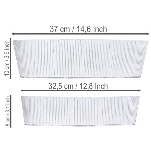 Artikel Schale Oval Metall in Weiß Silber 32,5cm/37cm Set 2St