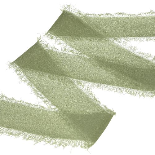 Artikel Chiffonband Olivgrün Stoffband Band Fransen B40mm L15m