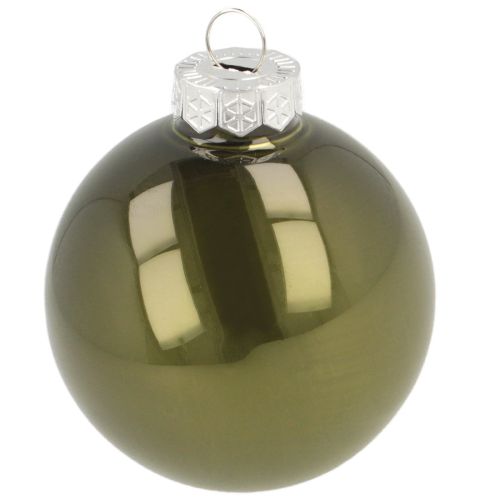 Artikel Christbaumkugeln Glas 2er-Set  glänzend in Oliv & Sandfarben mit Aufhänger 5cm  24St