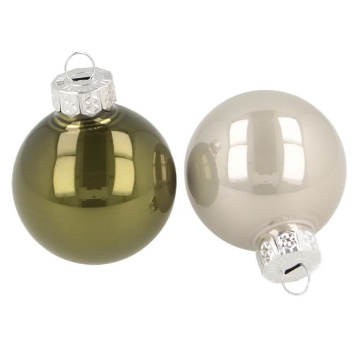 Floristik24 Baumkugeln Mini-Weihnachtskugeln Glas Grün Silber 4cm 24 St