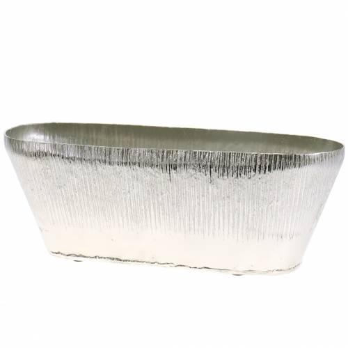 Floristik24 Dekotopf Oval Silber 40cm x 13cm H13cm