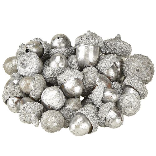Artikel Deko-Eicheln Silbern, Adventsdeko, natürliche Herbstfrüchte, Landhaus Ø1,5 – 2,5cm L1,5 – 3cm 300g