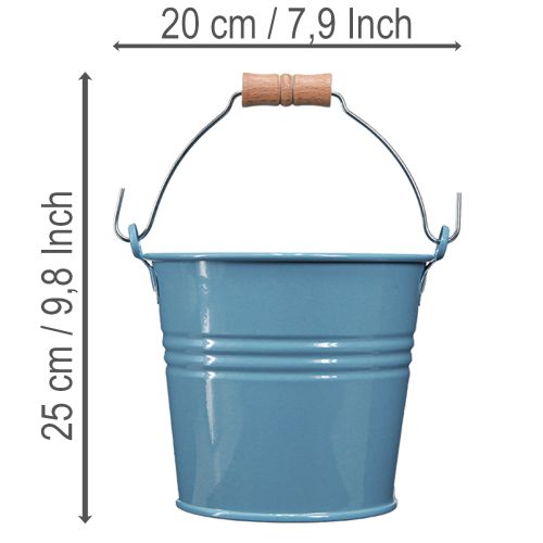 Artikel Blaue Metalleimer mit Holzgriff 16 cm 2 Stück