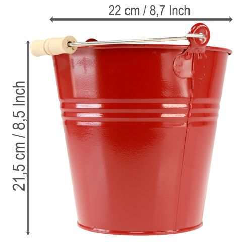 Artikel Deko Eimer Metall Übertopf Rot Ø22cm H21,5cm 6L