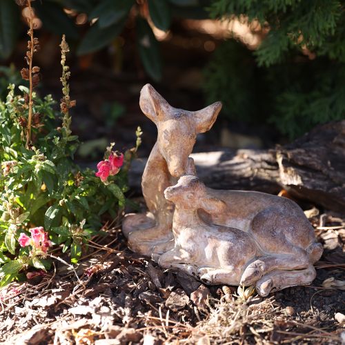 Artikel Deko Figur Reh mit Kitz Steinguss Braun Weiß 20×11×17cm