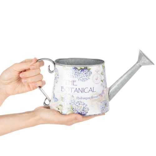 Deko Gießkanne Metall Hortensien-Print 30x11x14,5cm für Innen und Außen | Floristik24.at