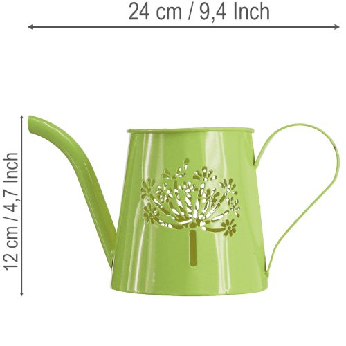 Deko-Gießkanne aus Metall mit Pusteblumen-Motiv in Grün, H12cm, 2 Stück | Floristik24.at